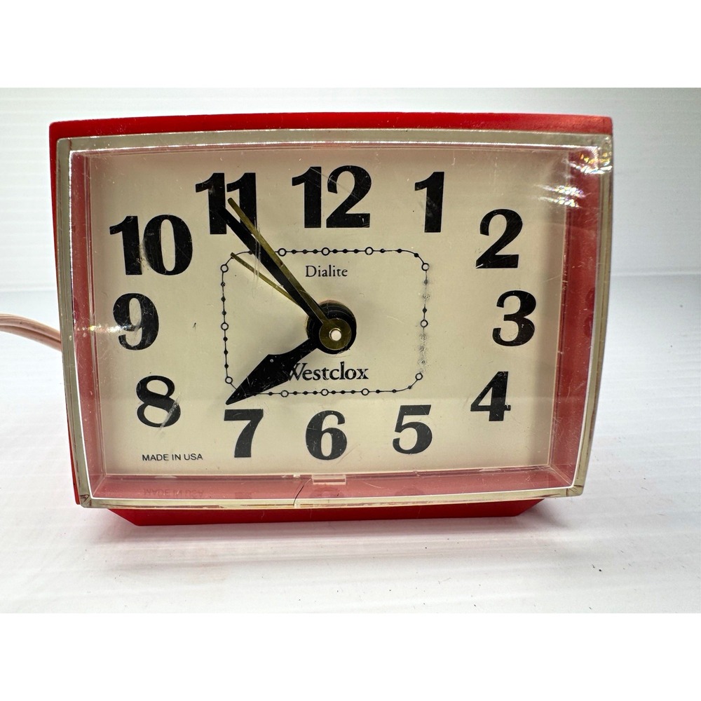 Westclox Dialite Electric Alarm Clock Red Vintage 22090-22540 USA Tested Works
